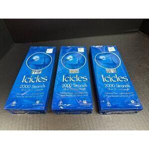 3 Christmas Tree Icicles Tinsel 2000 Strands 18 in. Long USA Union Wadding Co